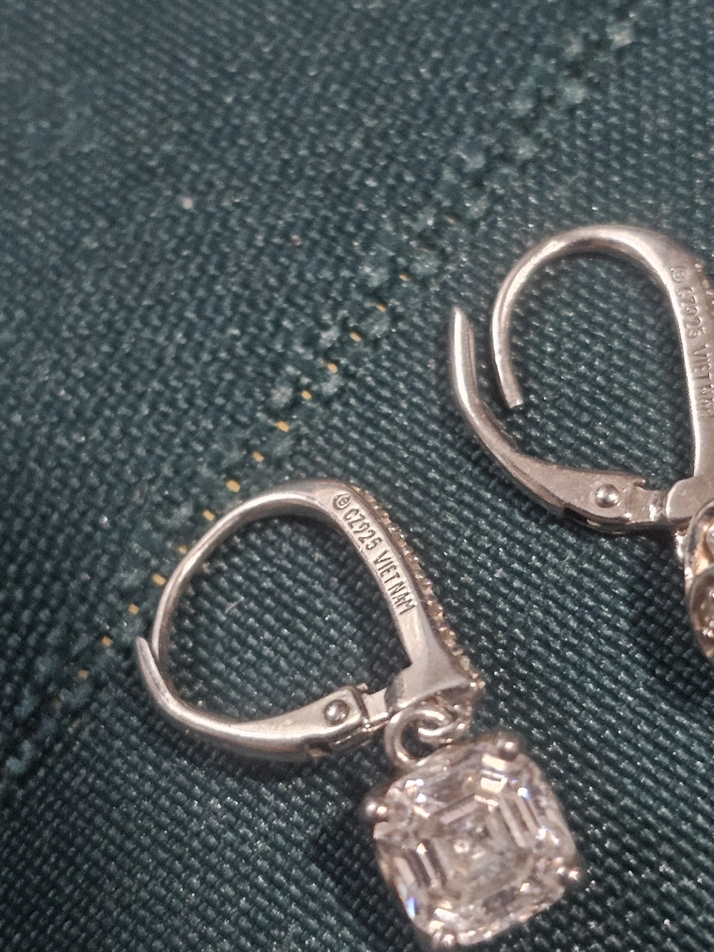 Sterling Silver Cubic Zirconia Drop Earrings in Clear White - Picture 4 of 4